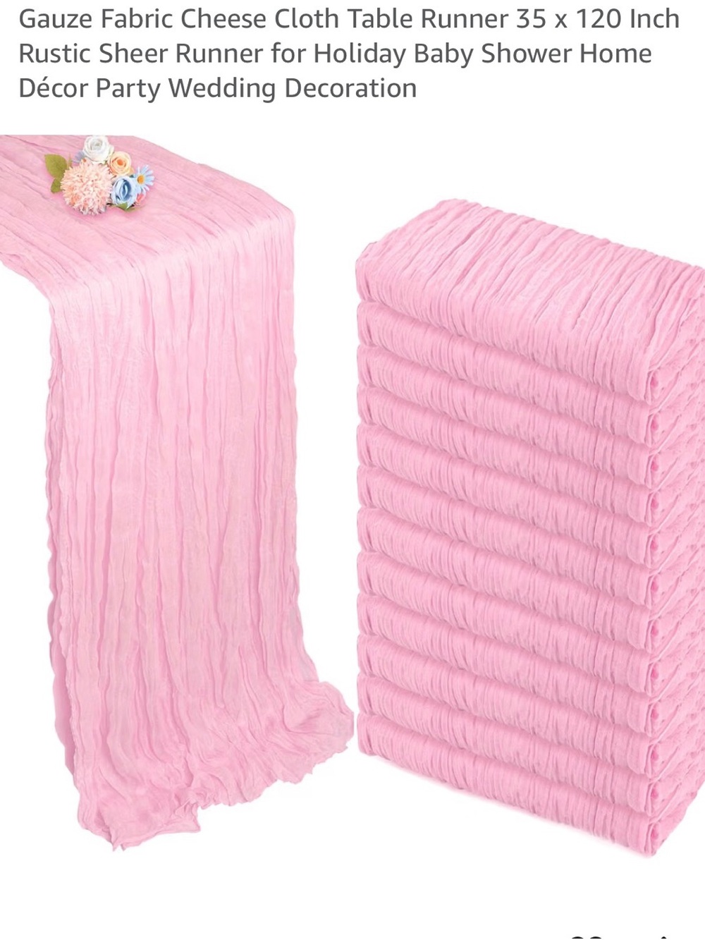 11 Pink Gauze Fabric Table Runner - Ideal for Parties and Weddings